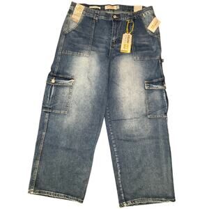 Celebrity Ace 90’s Skater High Rise Blue Cargo Jeans Size Junior Plus 20 NWT
